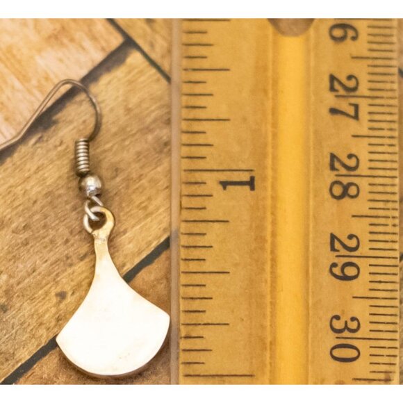 Vintage Abstract Abalone Teardrop Sterling Silver Dangle Earrings | H33 - Picture 2 of 2